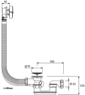 Слив-перелив для ванны Royal Bath 80см Cliv-pereliv p/a 80 cm